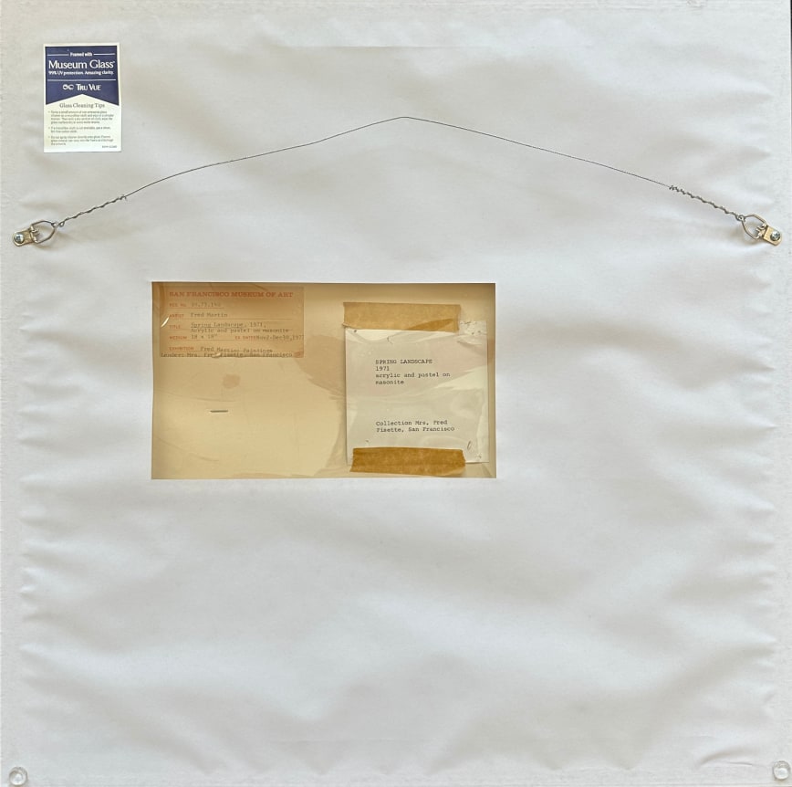 Verso of abstract painting &quot;Spring Landscape&quot; by Fred Martin.