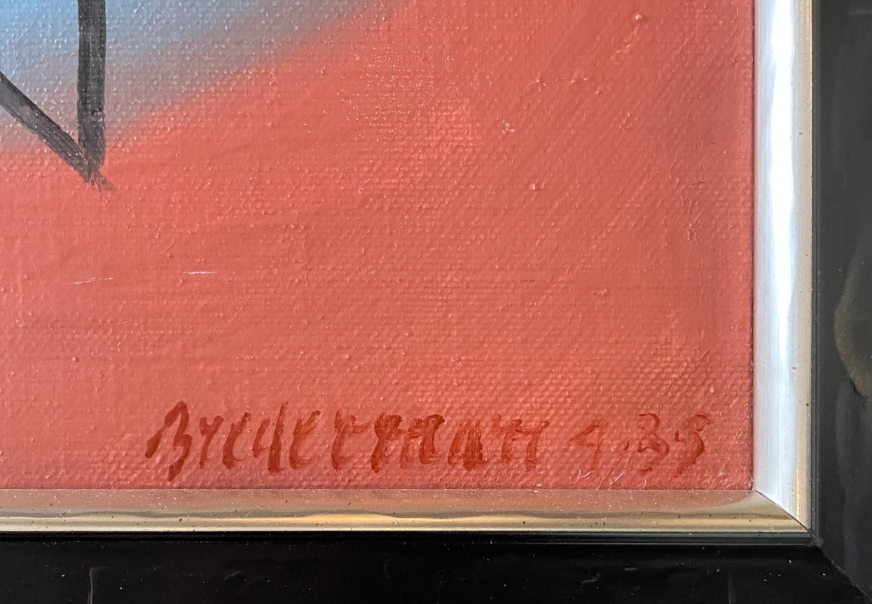 Image of signature on &quot;4-35&quot; painting by Charles Biederman.