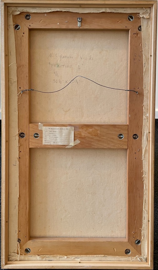 Image of overall verso of &quot;Fracture 1&quot; painting by Nancy Graves.