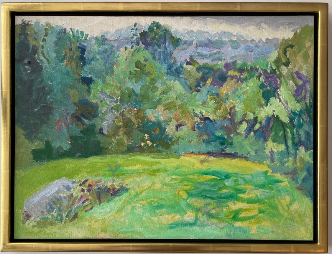 Image of framed painting entitled "Summer, Quaker Hill" by Nell Blaine.