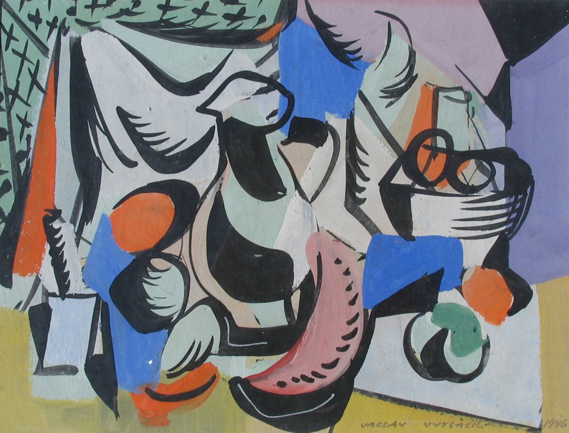 Image of sold Vaclav Vytlacil 1946 abstract tempera painting titled "Still Life II".
