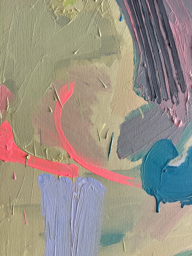 Image of detail on untitled abstraction (003) by Naohiko Inukai, in greens, blues coral and lavender.