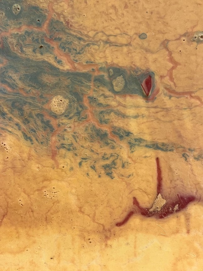 Closeup detail image of gold frame on Honshu by Walter Darby Bannard, an abstract painting.