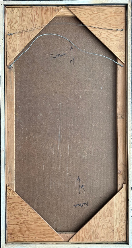 Image of verso of 1970 untitled pastel and acrylic abstraction by Fred Martin.