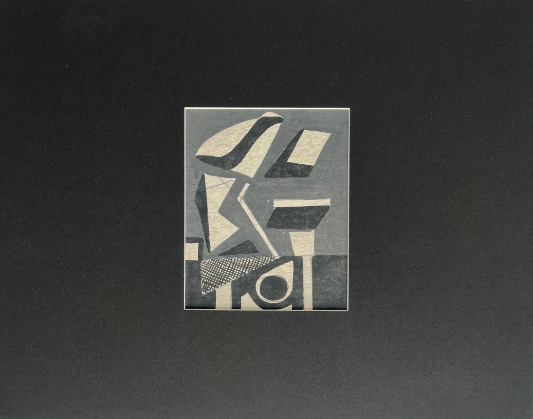 Image of mat view of black and white untitled abstraction (005) by Vaclav Vytlacil.