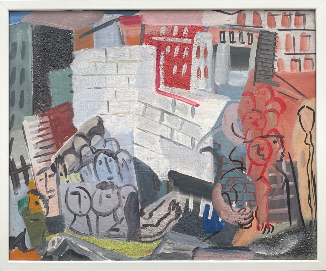 Frame on "City Scene with Faces" by Vaclav Vytlacil.