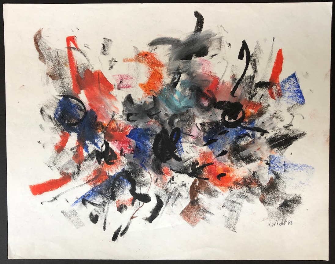 Image of full, uncut sheet of abstract untitled #017 painting by John Von Wicht.