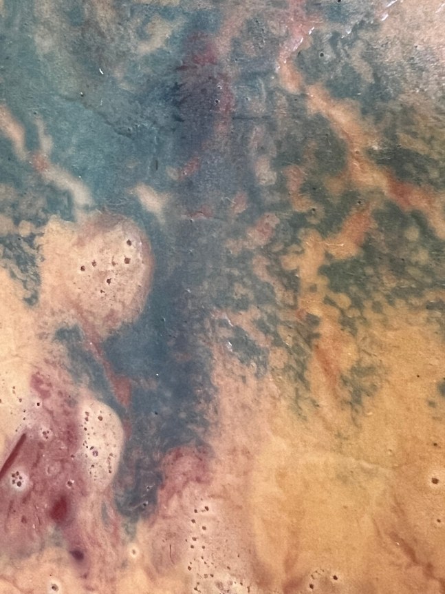 Closeup detail image of gold frame on Honshu by Walter Darby Bannard, an abstract painting.