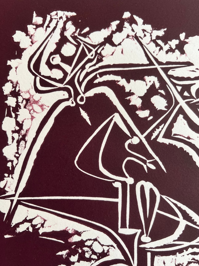 Closeup image of untitled (016) abstraction by Hans Burkhardt in deep brown.