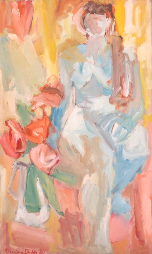 Image of untitled abstract 1960 seated female nude by Miriam Laufer.