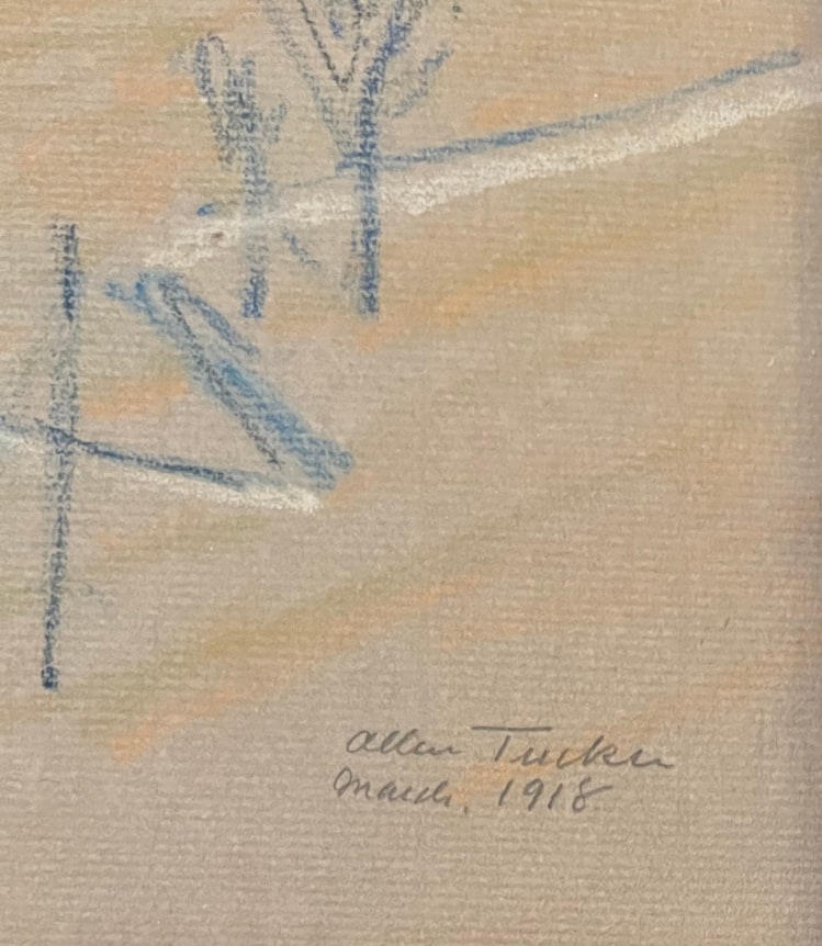 Image of signature and date on pastel &quot;Hillside&quot; by Allen Tucker.