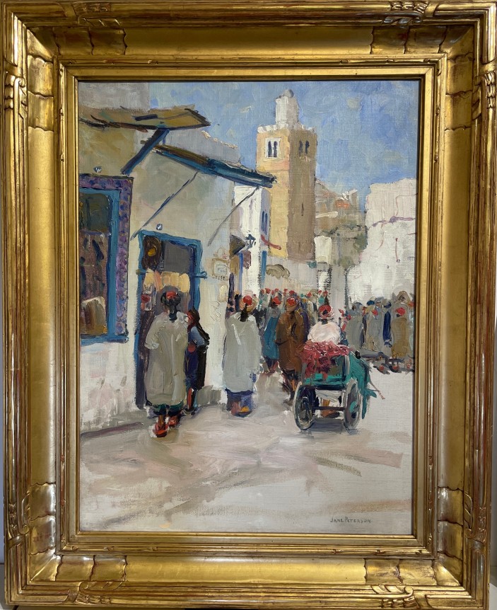 Frame of &quot;A Busy Corner Tunis&quot; by Jane Peterson.