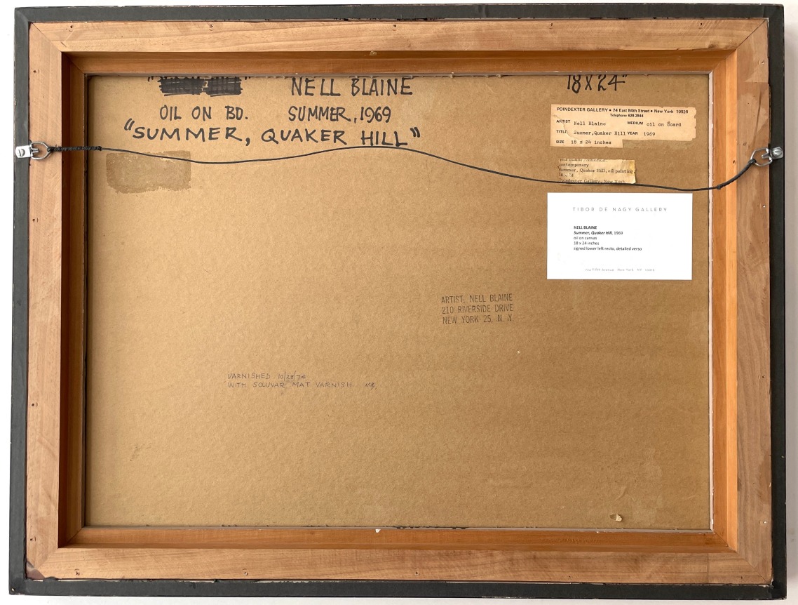 Image of verso of painting "Summer, Quaker Hill" by Nell Blaine.