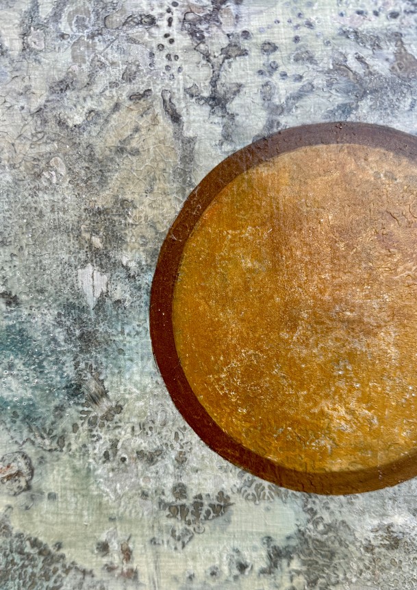 Image of detail on Series 67 No. 4 abstract oil painting by Jack Wolsky.