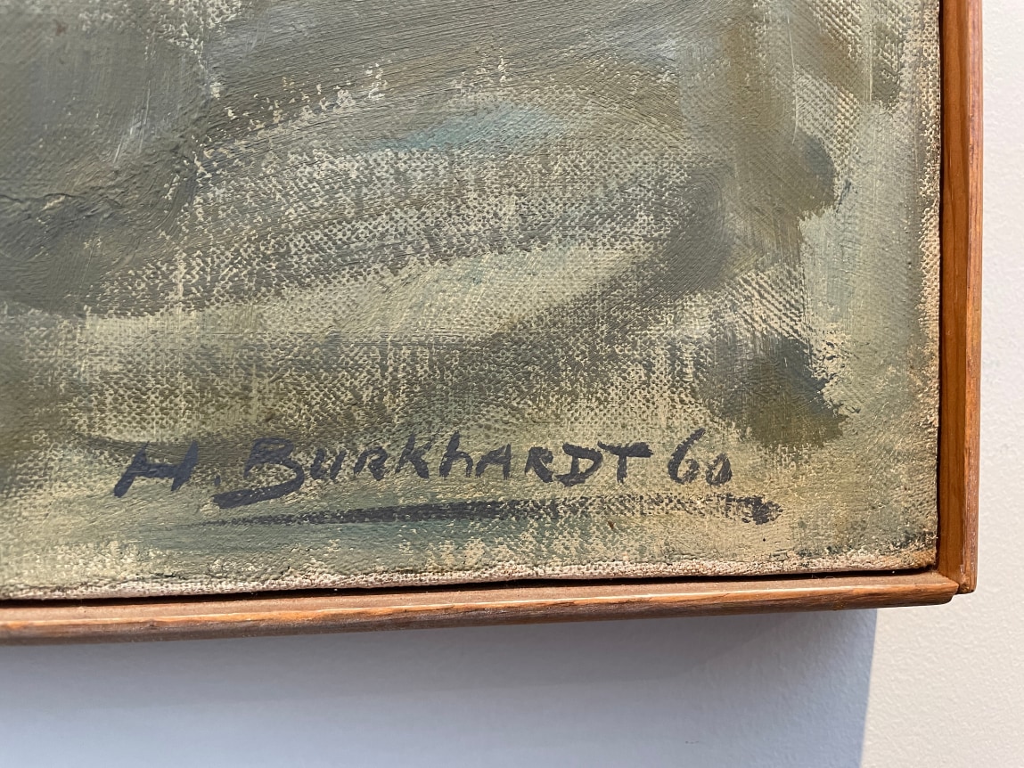 Image of the signature on Bells of San Miguel de Allende painting by Hans Burkhardt.