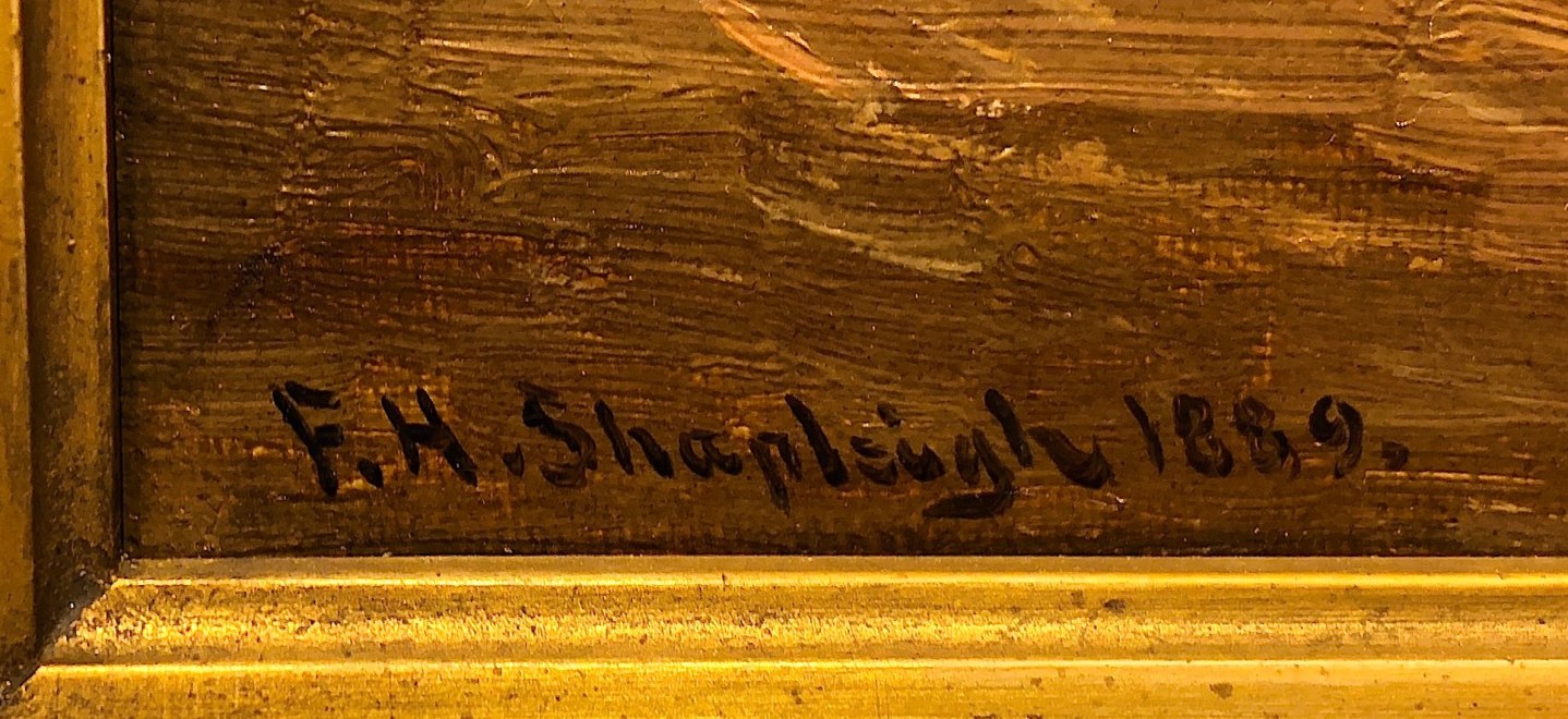 Signature on "The Plaza Basin" by Frank Shapleigh.