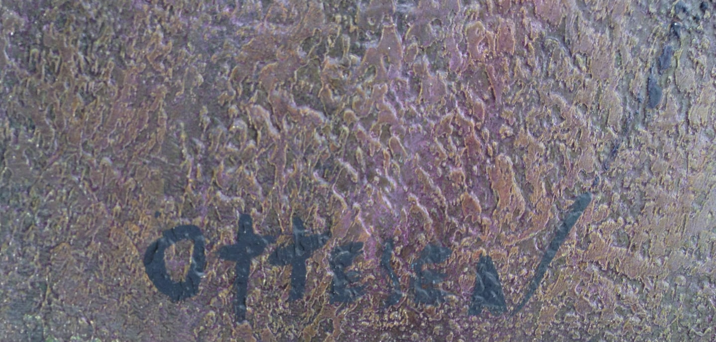 Signature on Frederik Lund Ottesen's untitled abstract painting #002.