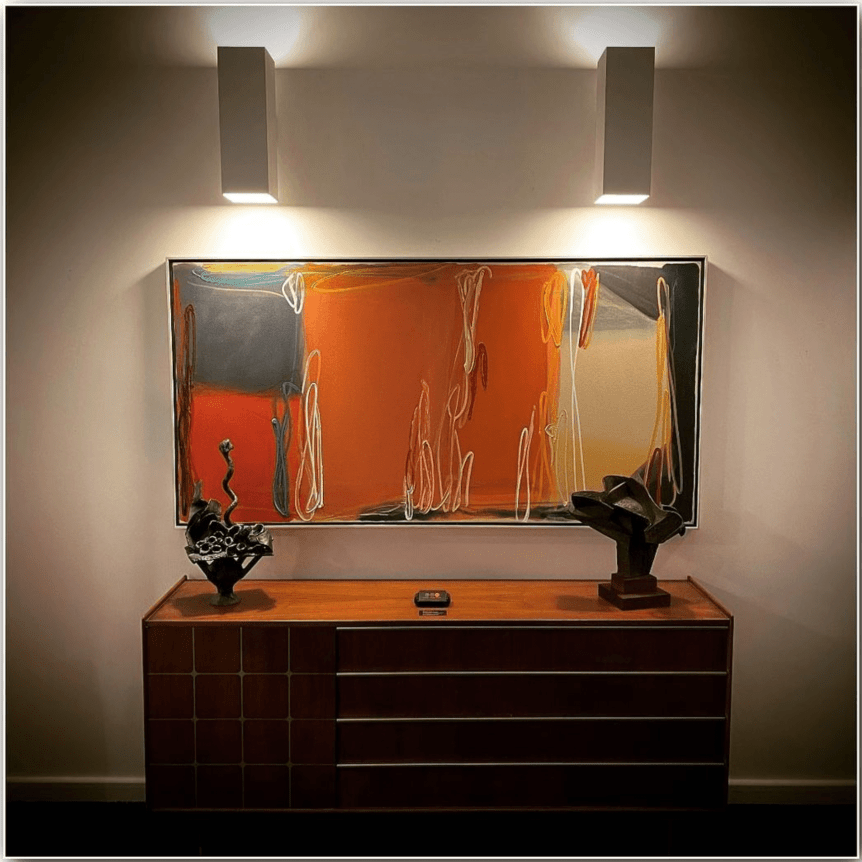 &quot;Red Hot&quot; by Larry Zox, hung horizontally.