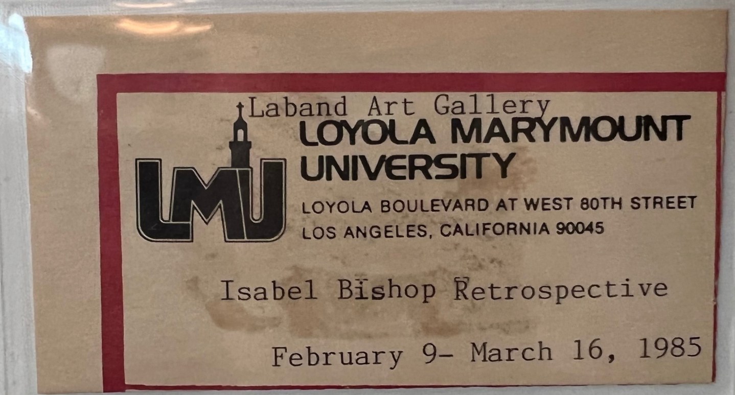 Laband Art Gallery label verso on Isabel Bishop's painting &quot;Interlude&quot;.