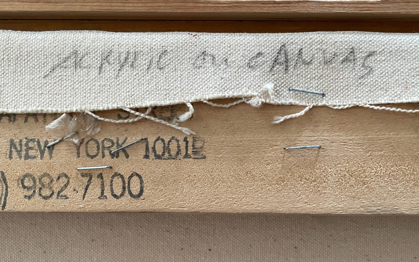 Image of verso inscription of medium on "Java" painting by Dan Christenen.