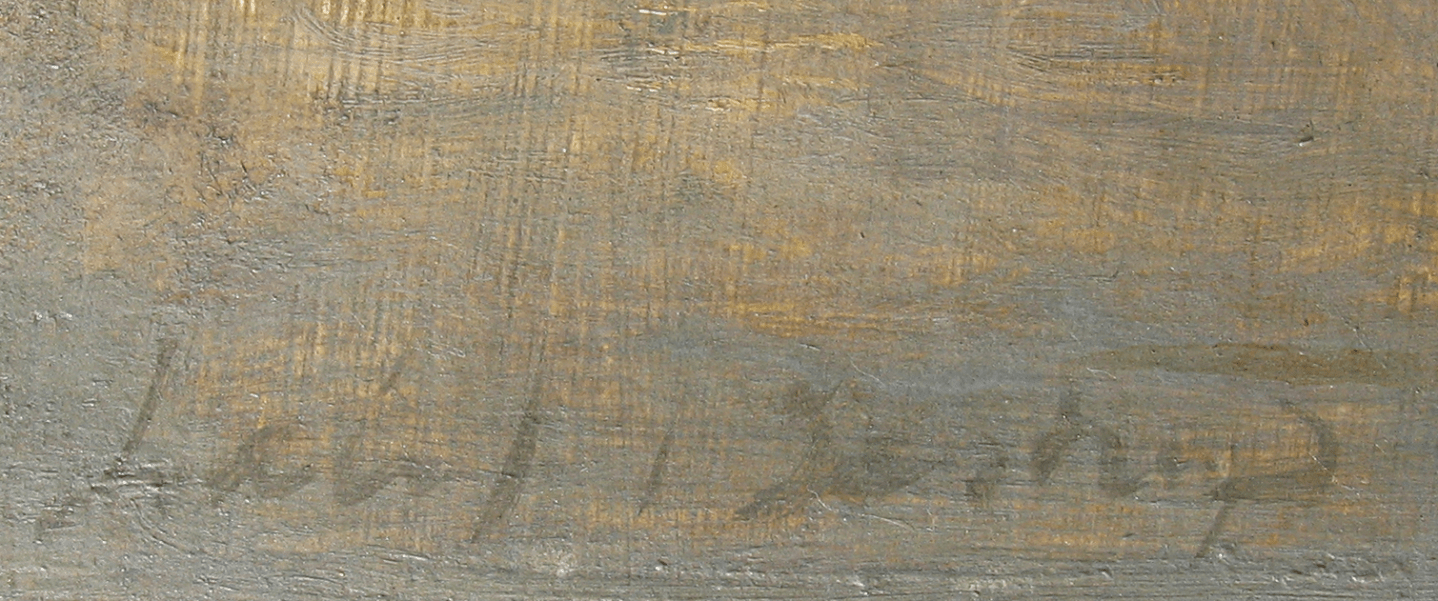 Signature on Isabel Bishop's painting &quot;Interlude&quot;.