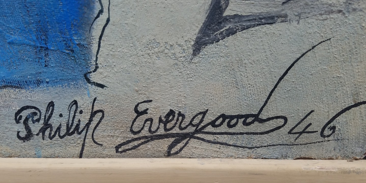 Image of signature and date on &quot;Lure of the Waters&quot; painting by Philip Evergood.