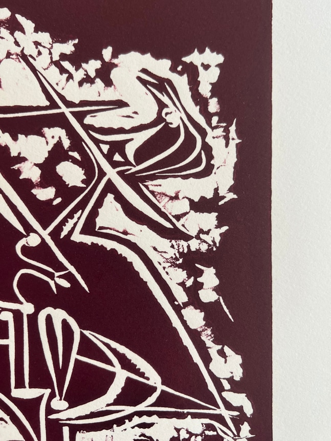 Closeup image of untitled (016) abstraction by Hans Burkhardt in deep brown.