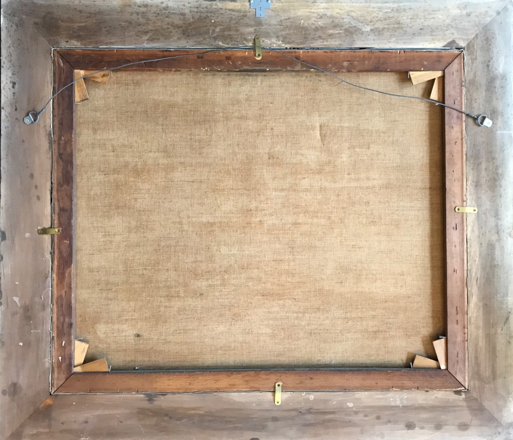 Verso of "Tabletop Arrangement" oil painting by George Oberteuffer.