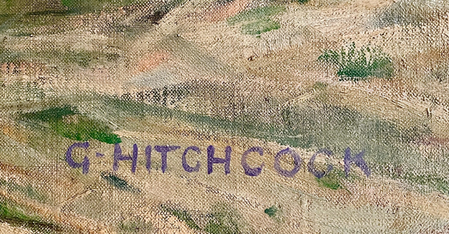 Image of signature on &quot;Haymakers Zeeland&quot; painting by George Hitchcock.