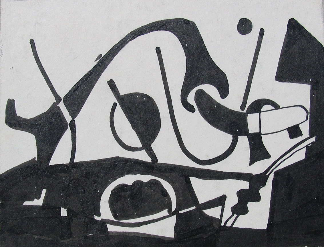 Image of Vaclav Vytlacil untitled abstract black and white painting from 1937.