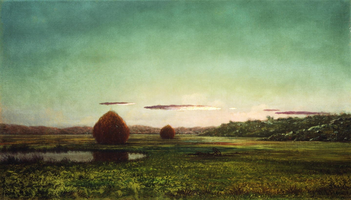 Image of sold oil painting by Martin Johnson Heade showing a sunset on the marshes.