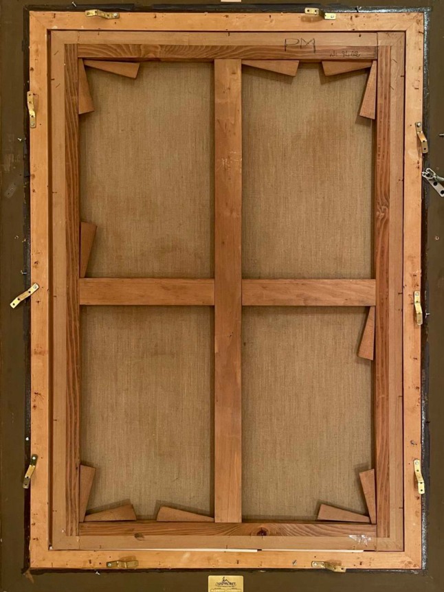 Image of verso on Joan Mir&oacute; 1967 abstract painting &quot;T&ecirc;te de femme&quot;.