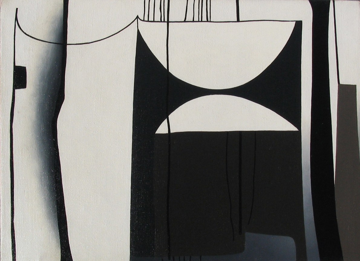 Image of sold oil painting in black white and grey entitled IX by Charles Houghton Howard.