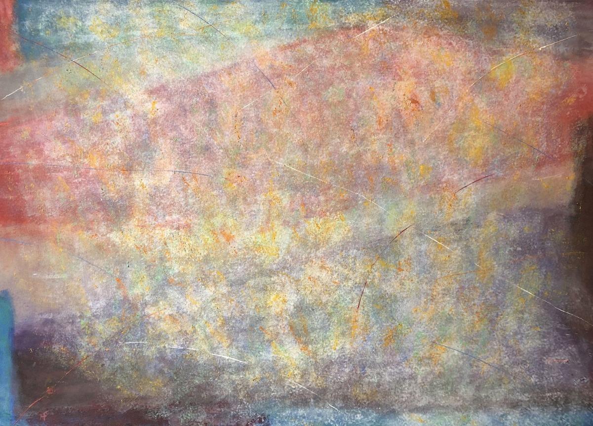 Image of sold abstract painting entitled &quot;Ilsa&quot; by Herbert Ferber in a multitude of colors.