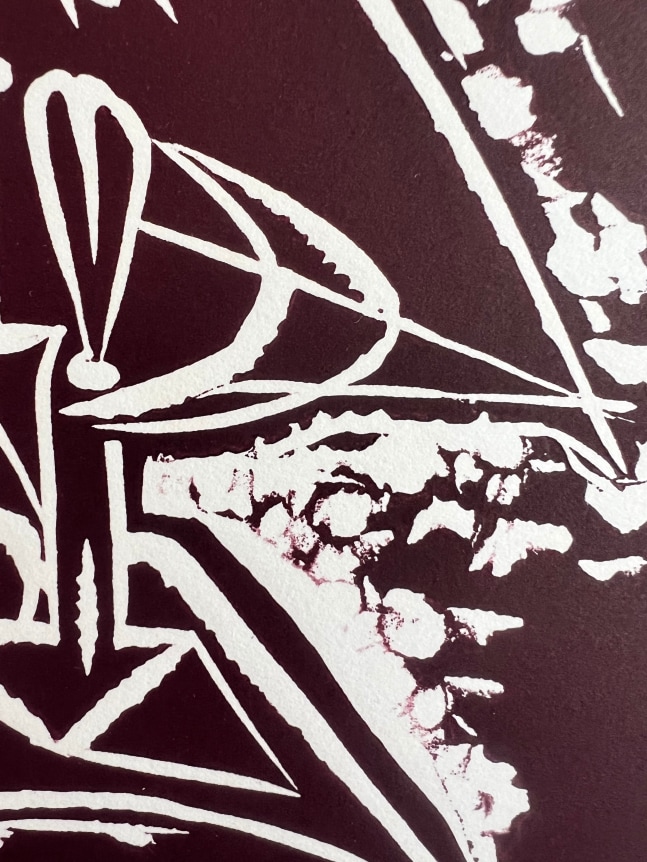 Closeup image of untitled (016) abstraction by Hans Burkhardt in deep brown.