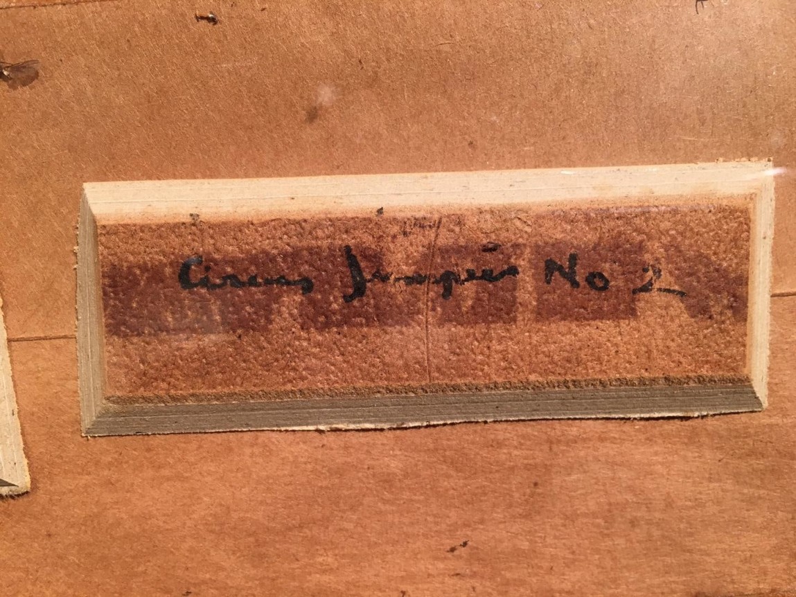 Image of title verso &quot;Circus Jumpers No 2&quot; painting by Jon Corbino.