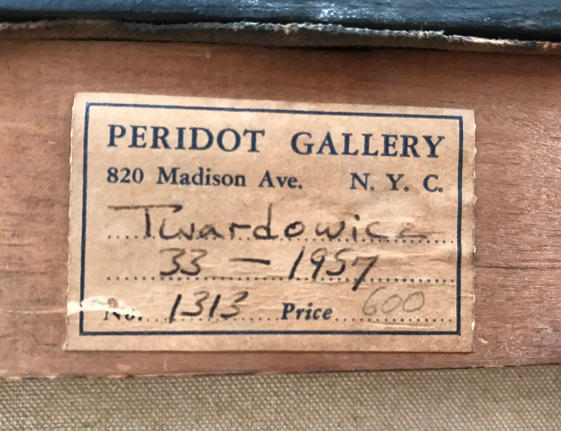 Label verso on &quot;#33&quot; by Stanley Twardowicz.