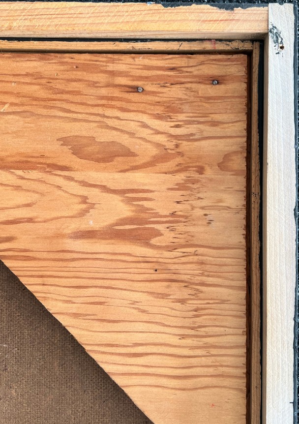 Image of closeup verso detail on untitled (MaFr007) painting by Fred Martin.