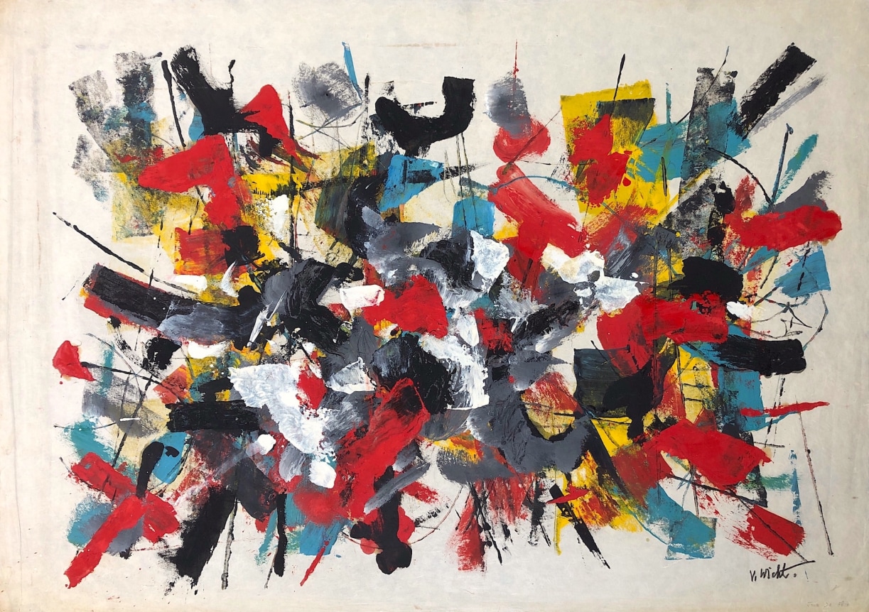 Image of sold mixed media artwork by John Von Wicht titled "Jour De Fete".