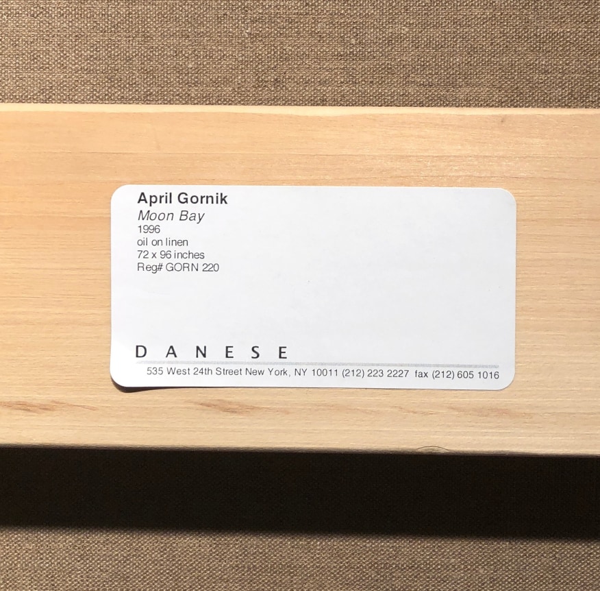 Image of Danese label verso on &quot;Moon Bay&quot; painting by April Gornik.