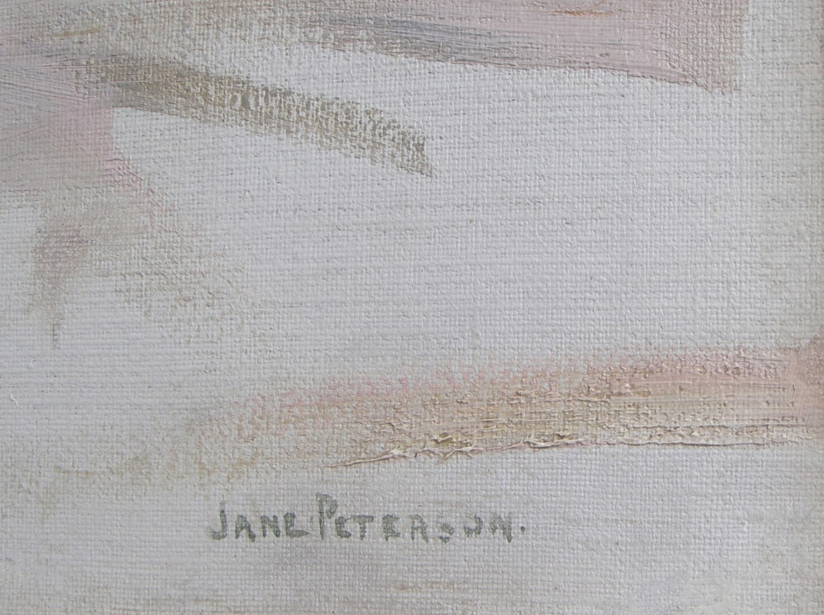 Signature on &quot;A Busy Corner Tunis&quot; by Jane Peterson.