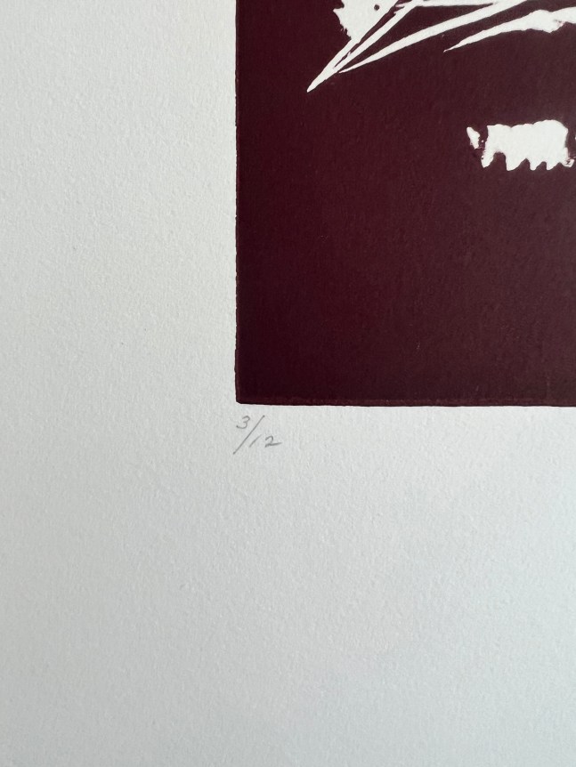 Edition on untitled (016) abstraction by Hans Burkhardt in deep brown.