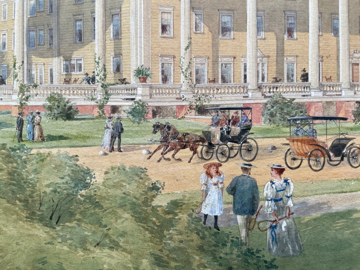 Detail of &quot;The Hotel Earlington&quot; watercolor.