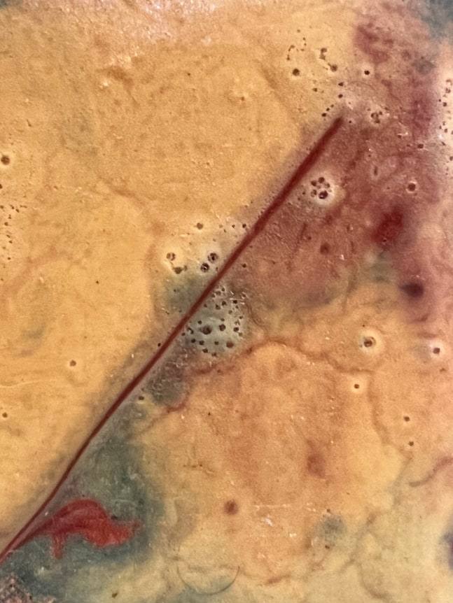 Closeup detail image of gold frame on Honshu by Walter Darby Bannard, an abstract painting.