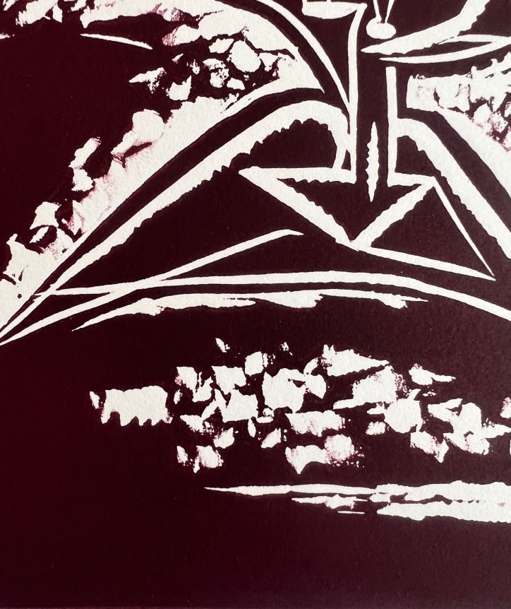 Closeup image of untitled (016) abstraction by Hans Burkhardt in deep brown.