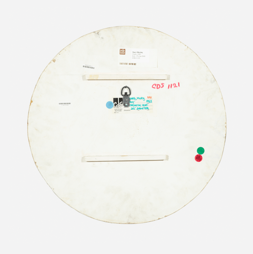 Verso of 1983 Tondo by Mary Obering.