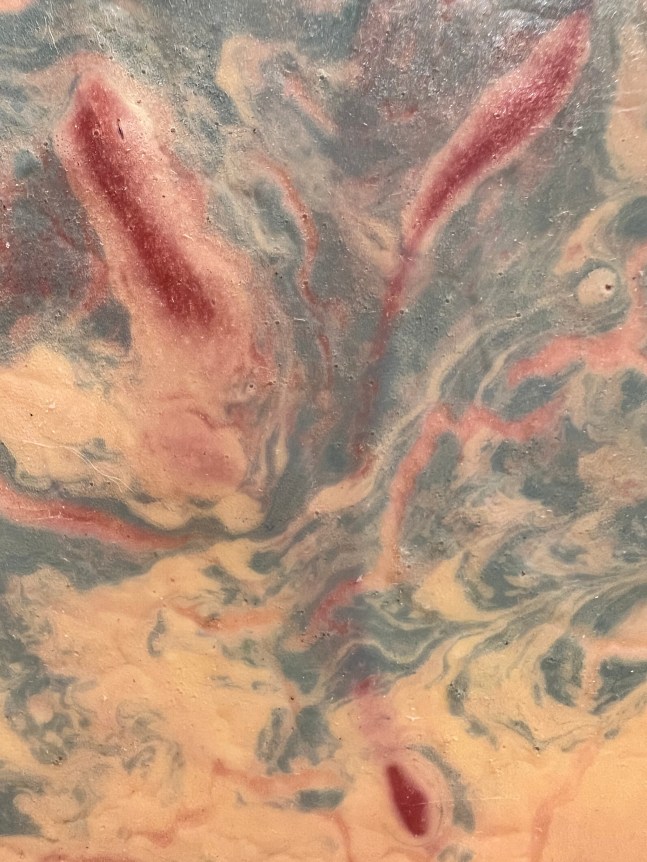 Closeup detail image of gold frame on Honshu by Walter Darby Bannard, an abstract painting.