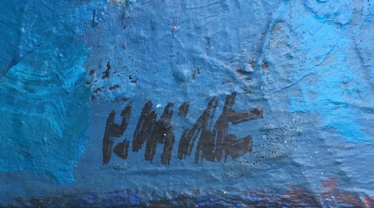 Signature on &quot;Deep as the Night&quot; oil painting by John Von Wicht.