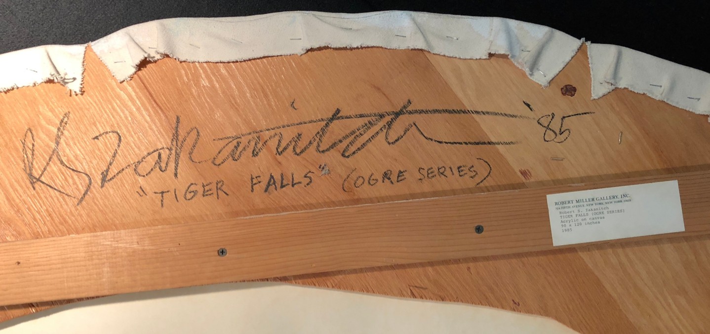Signature on &quot;Tiger Falls&quot; by Robert Zakanitch.
