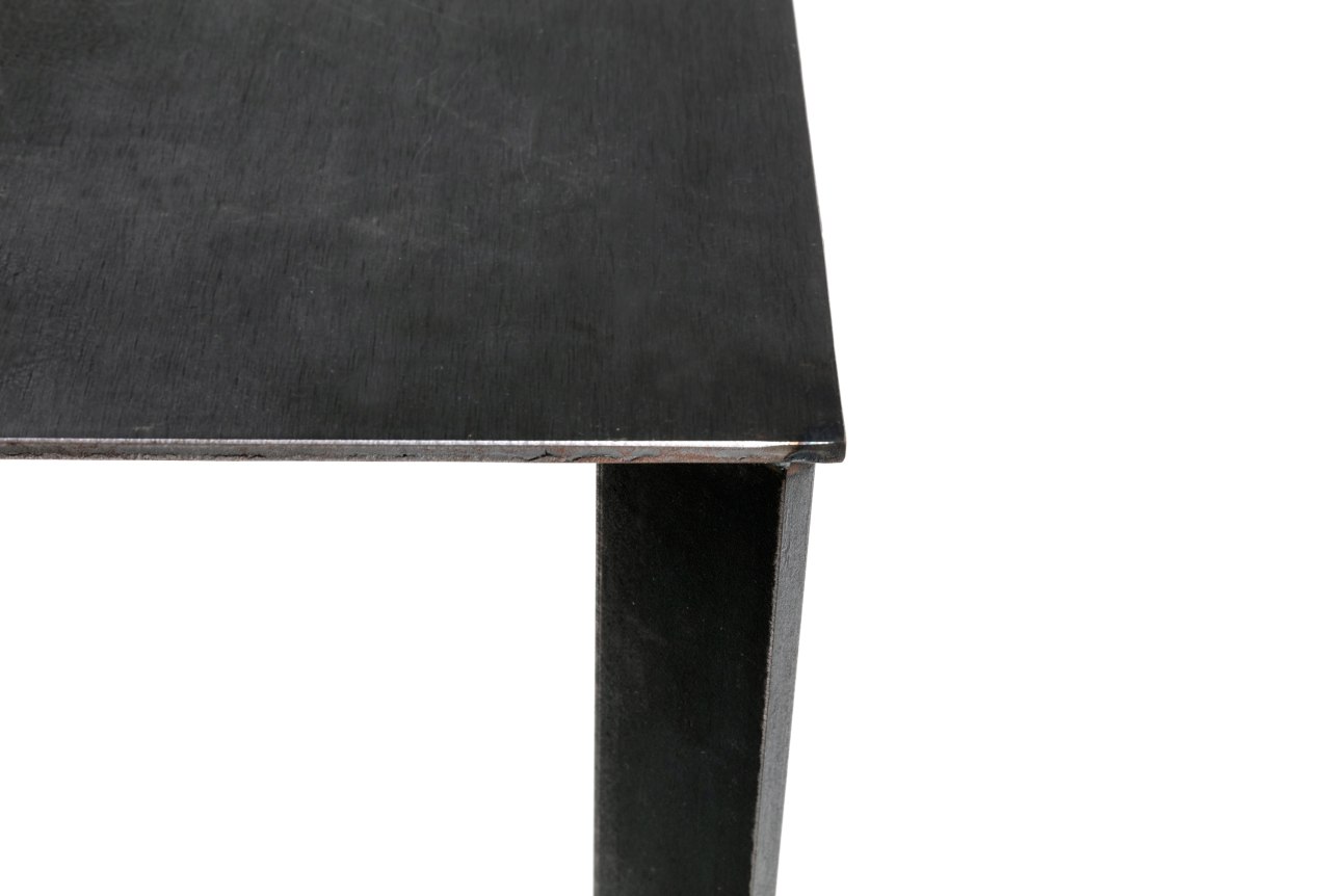 Artist Made Industrial Steel Pedestal Stand by Robert Koch, Close Up of Corner